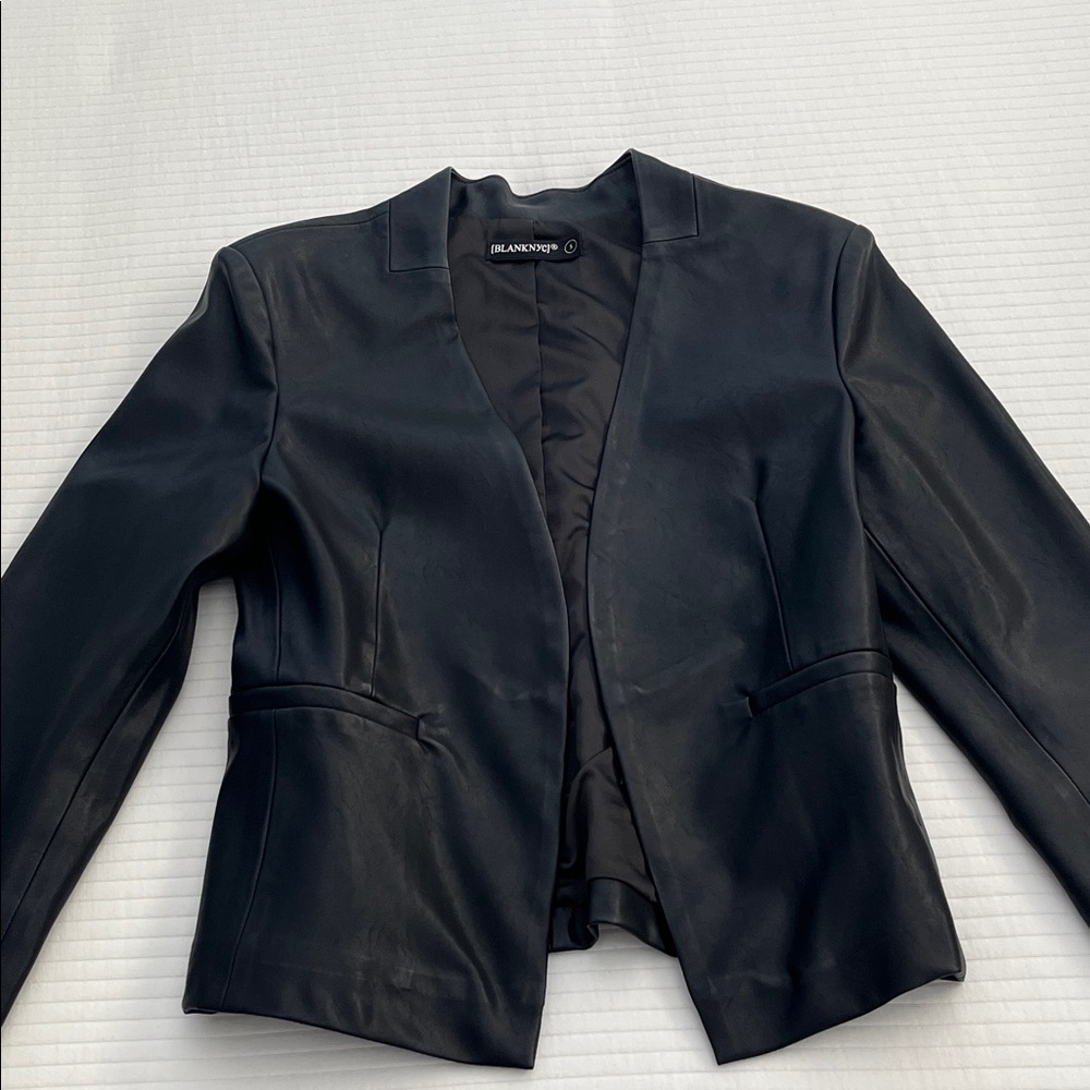 Faux Leather Black Women's Blazer
